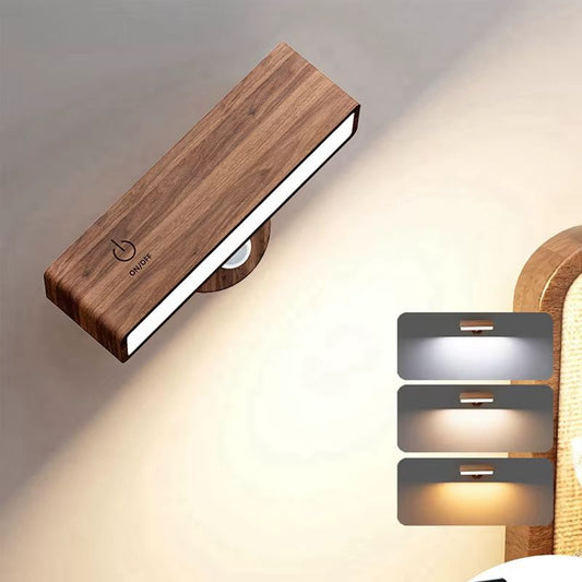 Vägglampa i trä – Uppladdningsbar LED-lampa i valnöt eller ljus trä